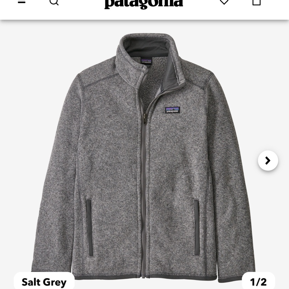 Patagonia Kids' Better Sweater® Fleece Jacket - Salted Grey. SZ 12. Clean.